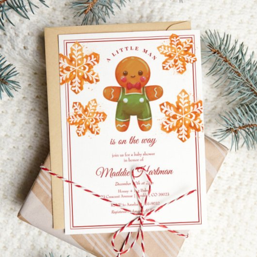Little Man Gingerbread Mann Weihnachtsdusche Einladung