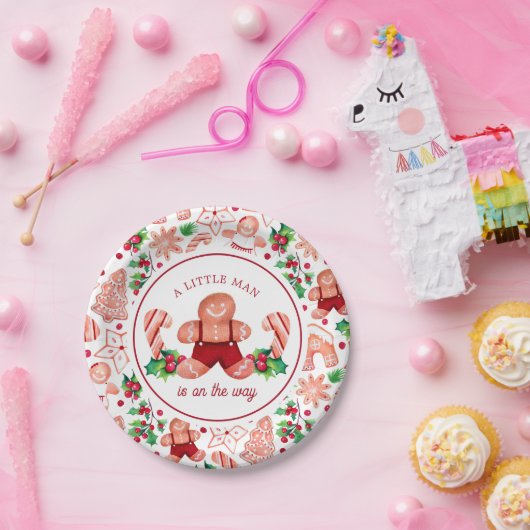 Little Man Gingerbrew Weihnachtsdusche Pappteller (Party)