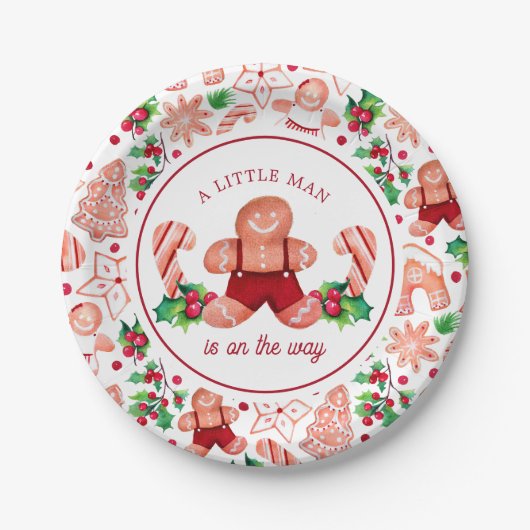 Little Man Gingerbrew Weihnachtsdusche Pappteller (Vorderseite)