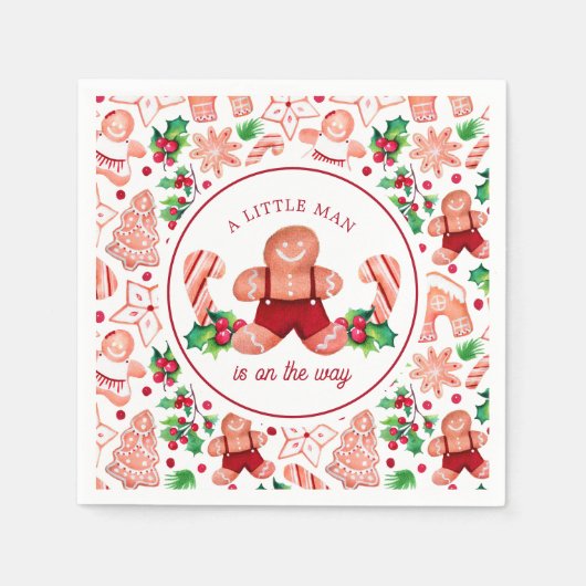 Little Man Gingerbrew Weihnachtsdusche Serviette (Vorderseite)