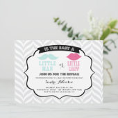 Little Man Little Lady Gender Reveal Baby Shower Einladung (Stehend Vorderseite)