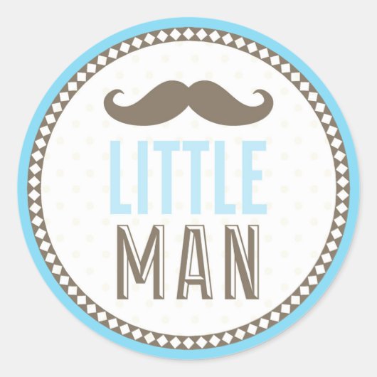 Little Man Mustache Baby Runder Aufkleber (Vorderseite)