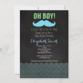 Little Man Mustache Baby Shower Einladung Chalkb (Vorderseite)