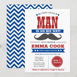 Little Man Mustache Bash Boy Baby Dusche rot Einladung