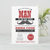 Little Man Mustache Bash Boy Baby Shower Einladung (Stehend Vorderseite)
