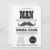 Little Man Mustache Bash Boy Baby Shower Einladung (Vorderseite)