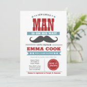 Little Man Mustache Bash Boy Baby Shower Einladung (Stehend Vorderseite)