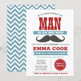Little Man Mustache Bash Boy Baby Shower Einladung