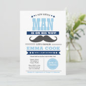 Little Man Mustache Bash Boy Baby Shower Einladung (Stehend Vorderseite)