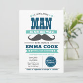 Little Man Mustache Bash Boy Baby Shower Einladung (Stehend Vorderseite)