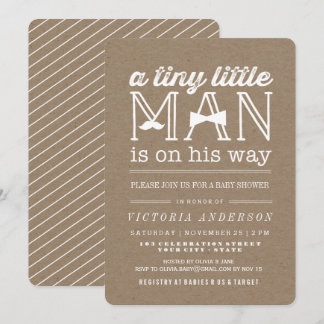 Little Man Mustache Bow Krawatte Rustic Boy Baby D Einladung