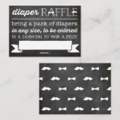 Little Man Mustache Chalkboard Diaper Raffekarte Begleitkarte (Vorne/Hinten)