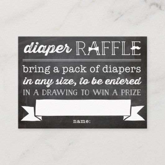 Little Man Mustache Chalkboard Diaper Raffekarte Begleitkarte (Vorderseite)