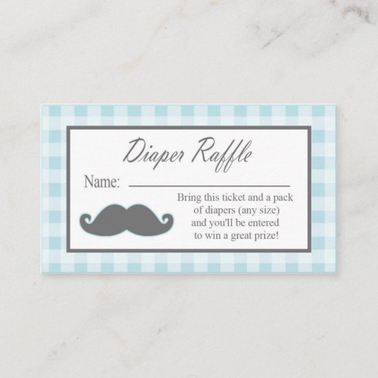 Little Man Mustache Diaper Raffle Ticket Begleitkarte (Vorderseite)
