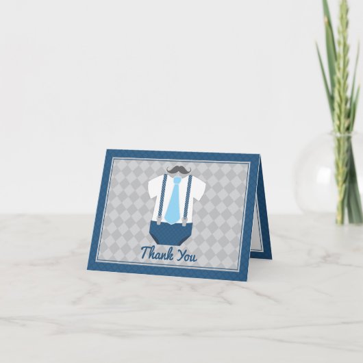 Little Man Mustache Krawatte Babydusche Danke (Vorderseite)