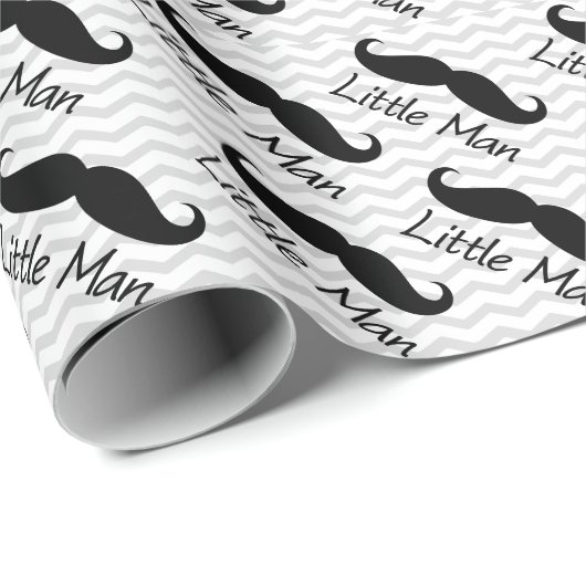 Little Man Mustache Zickzack Niedliche Jungs Geschenkpapier (Rolleneckpunkt)