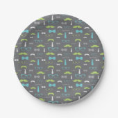 Little Man Paper Plate, Aquamarin, Limon, grau Pappteller (Vorderseite)
