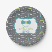 Little Man Paper Plate, Aquamarin, Limon, grau Pappteller (Vorderseite)