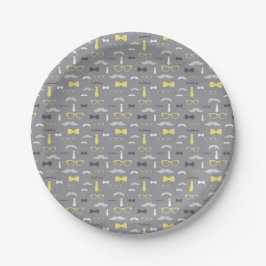 Little Man Paper Plate, gelb, grau Pappteller