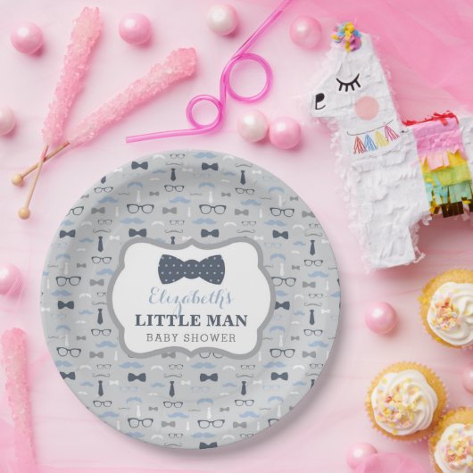 Little Man Paper Plate, Marine, Grau Pappteller (Party)