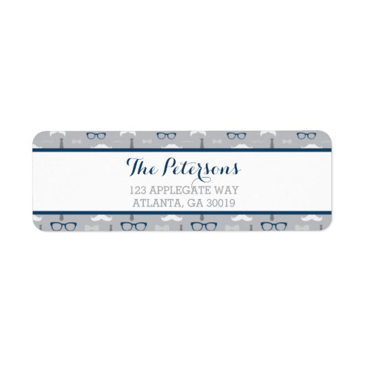 Little Man Return Address Label, Navy Blue, Grau (Vorne)