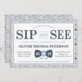 Little Man Sip and See Baby Shower Einladung (Vorne/Hinten)