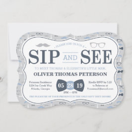 Little Man Sip and See Baby Shower Einladung