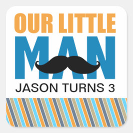 Little Man Square Sticker Labels