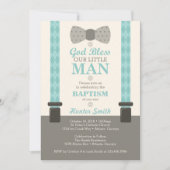 Little Man Taufe Einladung, Aquamarin, Elfenbeinkü Einladung (Vorderseite)
