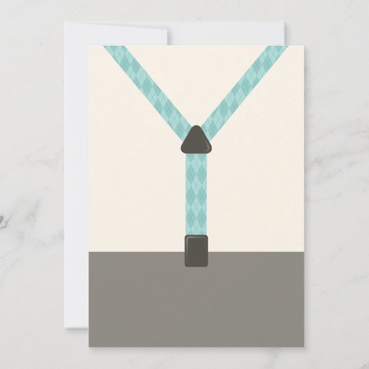 Little Man Taufe Einladung, Aquamarin, Elfenbeinkü Einladung (Rückseite)