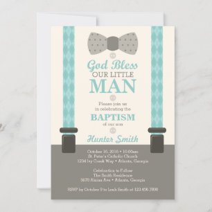 Little Man Taufe Einladung, Aquamarin, Elfenbeinkü Einladung