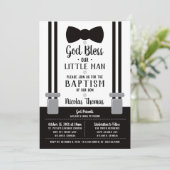 Little Man Taufe Einladung, schwarz, weiß Einladung (Stehend Vorderseite)