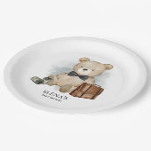 Little Man Teddy Bear Funny Boy Baby Dusche Pappteller (Schrägansicht)