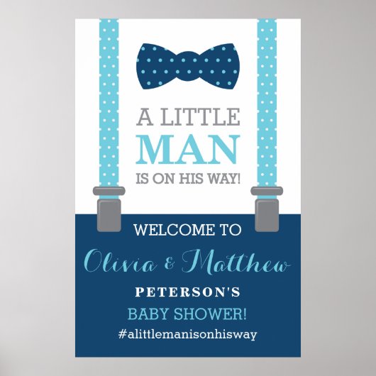 Little Man Welcome Sign Poster, Baby Dusche Poster (Vorne)