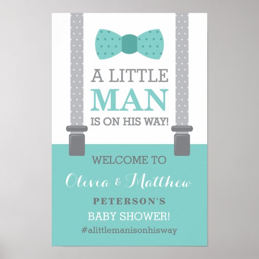 Little Man Welcome Sign Poster, Baby Dusche Poster (Vorne)