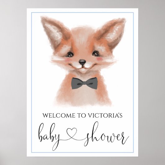 Little Man Woodland Fox Boy Baby Duschsignaturen Poster (Vorne)