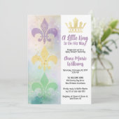 Little Mardi Gras King Baby Shower Einladung (Stehend Vorderseite)