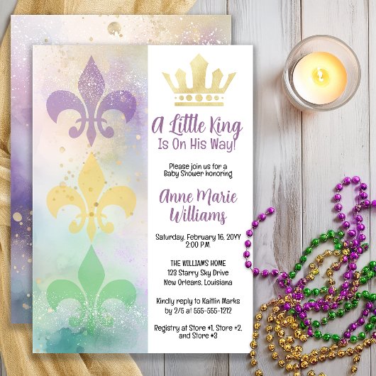Little Mardi Gras King Baby Shower  Einladung