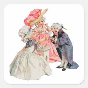 Little Martha Washingtons Tea-Party Quadratischer Aufkleber