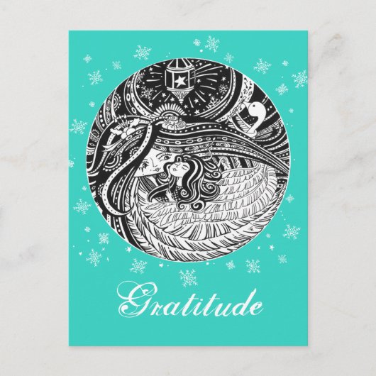 Little Match Girl | Aqua Postcard Postkarte (Vorderseite)