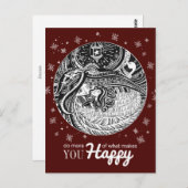 Little Match Girl | Rote Weinkarte Postkarte (Vorne/Hinten)