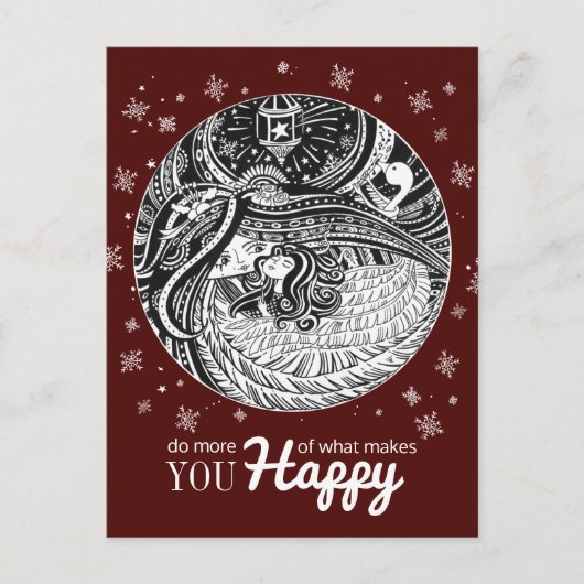 Little Match Girl | Rote Weinkarte Postkarte (Vorderseite)