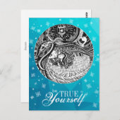 Little Match Girl | Turqoise Postcard Postkarte (Vorne/Hinten)