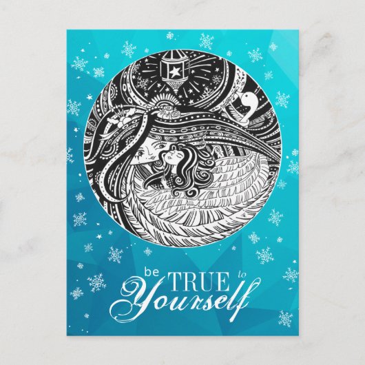 Little Match Girl | Turqoise Postcard Postkarte (Vorderseite)