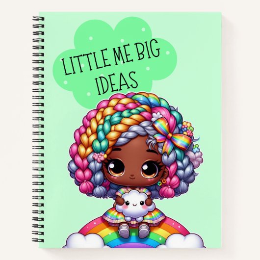 Little Me Big Ideas - Niedliches Chibi Girl Green Notizblock (Vorderseite)