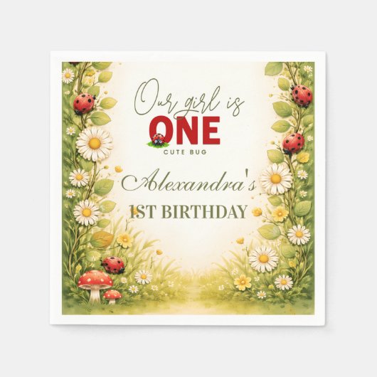 Little Meadow Lady Turns One Serviette (Vorderseite)