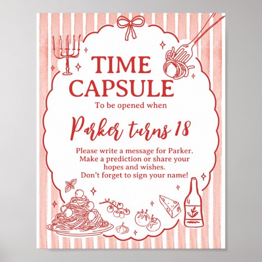 Little Meatball Birthday Time Capsule Sign Poster (Vorne)