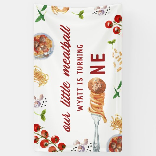 Little Meatball First Birthday Banner (Vertikal)