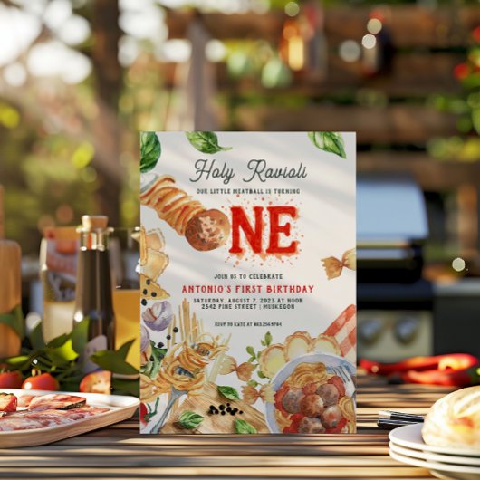 Little Meatball | Holy Ravioli First Birthday Einladung