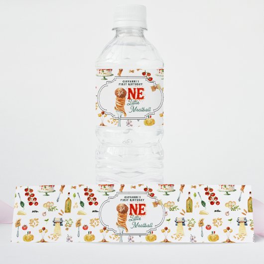 Little Meatball | Holy Ravioli First Birthday Wasserflaschenetikett
